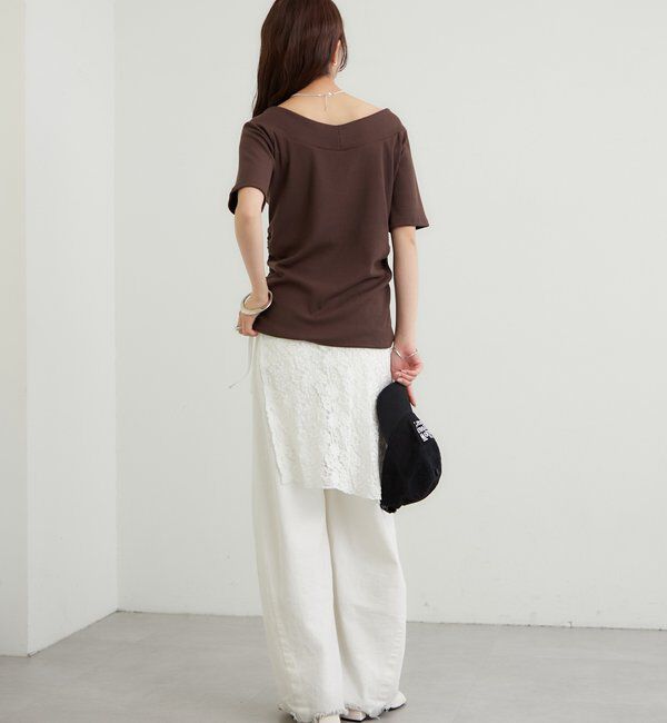  「プレート付きワイドネックT」|Tシャツ・カットソー|