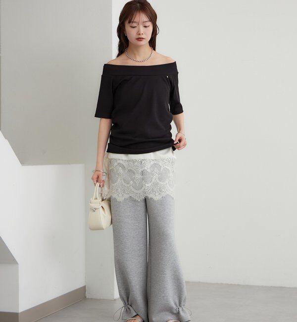  「プレート付きワイドネックT」|Tシャツ・カットソー|