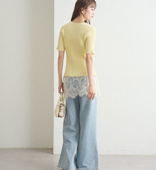  「ラウンドスリット半袖カーディガン」|カーディガン|