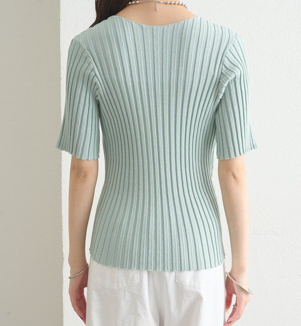  「ラウンドスリット半袖カーディガン」|カーディガン|