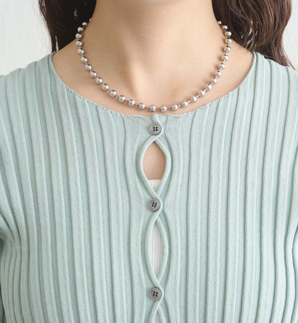  「ラウンドスリット半袖カーディガン」|カーディガン|