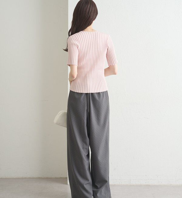  「ラウンドスリット半袖カーディガン」|カーディガン|