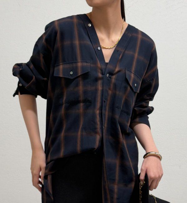  「オンブレチェックシャツ」|シャツ・ブラウス|ネイビー