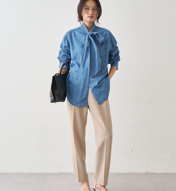  「ライトデニムボウタイブラウス」|シャツ・ブラウス|
