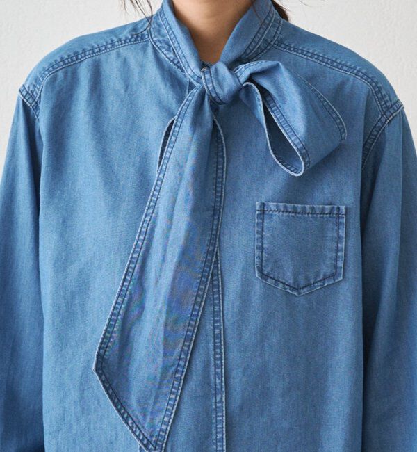  「ライトデニムボウタイブラウス」|シャツ・ブラウス|