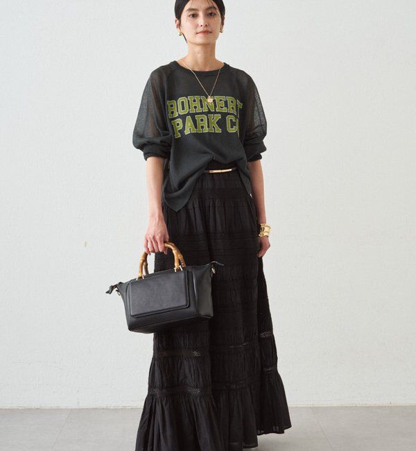  「シアーカレッジロゴプリントニット」|ニット・セーター|