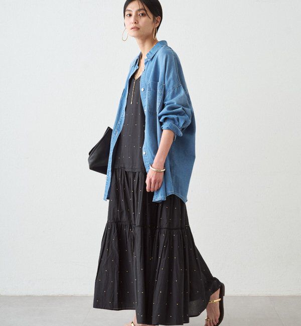 「【サイズ展開あり/初夏まで着られる】フルイドデニムシャツ」|シャツ・ブラウス|