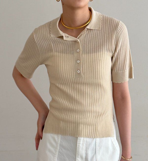  「シアーリブポロニット」|ニット・セーター|アイボリー