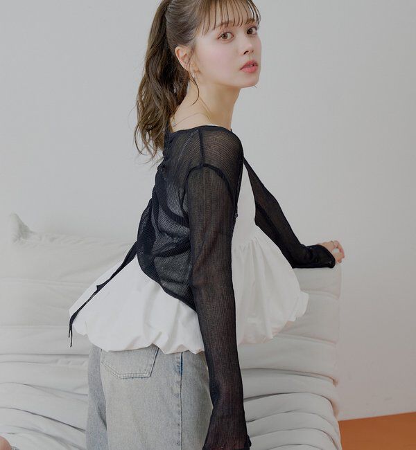  「前後2wayドロストシアーカーディガン」|カーディガン|ブラック
