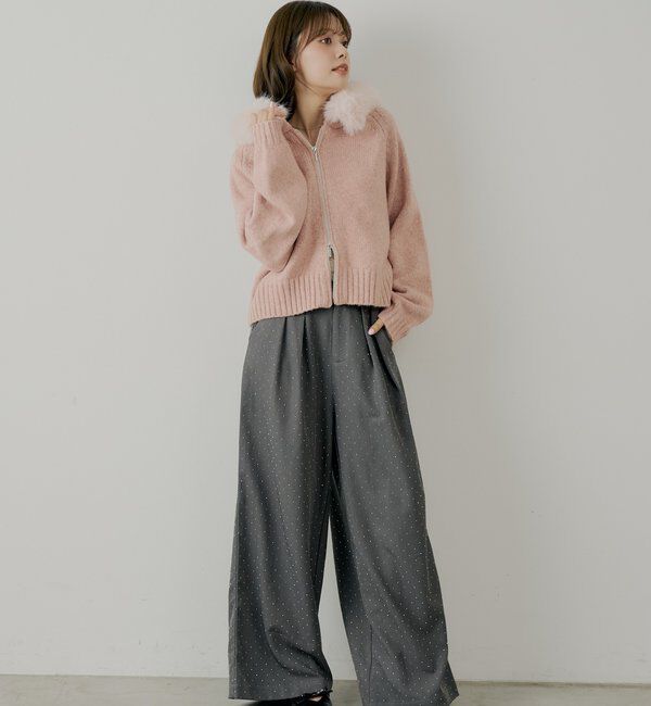  「【SALON by Chico】フードファーWジップニットカーディガン」|ニット・セーター|