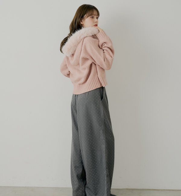  「【SALON by Chico】フードファーWジップニットカーディガン」|ニット・セーター|