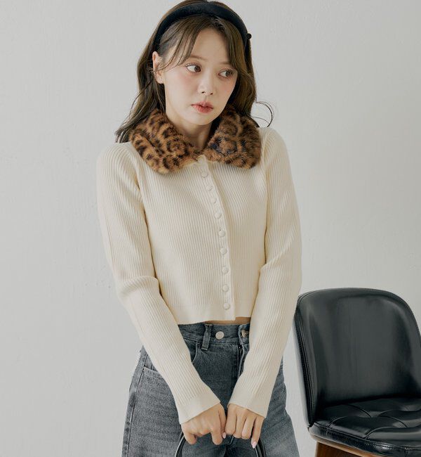  「【SALON by Chico】ファー襟取り外しコンパクトトップス」|ニット・セーター|