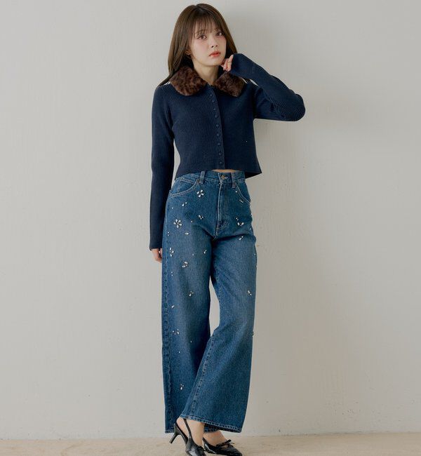  「【SALON by Chico】ファー襟取り外しコンパクトトップス」|ニット・セーター|