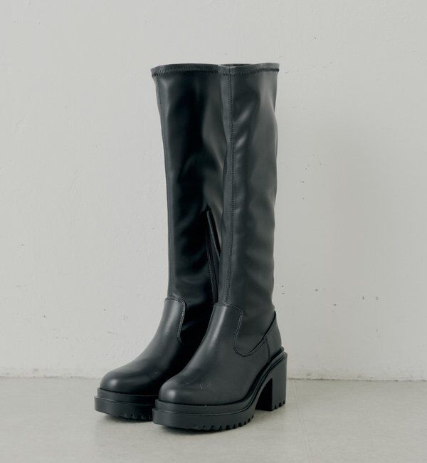  「【REVIVAL】厚底チャンキーストレッチロングブーツ」|ロングブーツ|