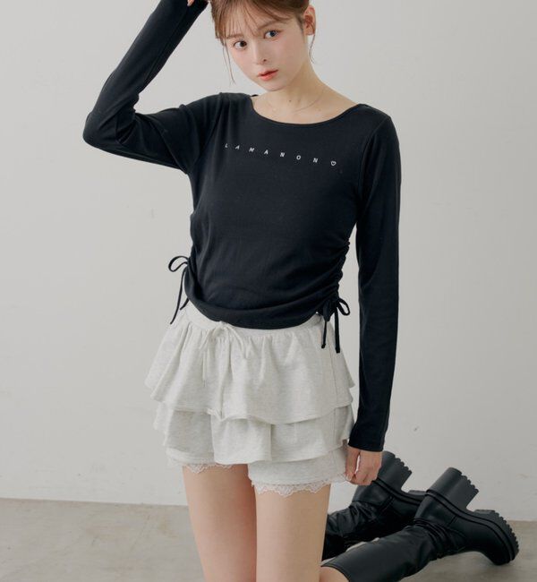  「レイヤードスウェットティアードショートパンツ」|チノ|