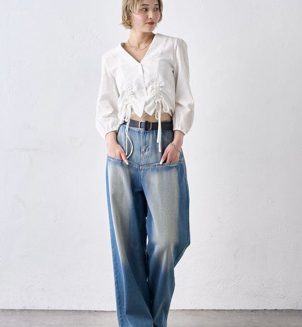  「《UNISEX / サイズ展開あり》スラッシュポケットブラストワイドデニム」|デニム|