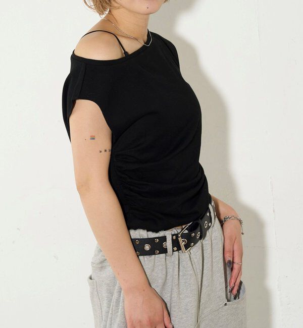  「【5色展開】マルチウェイギャザーオフショルノースリーブ」|キャミソール|