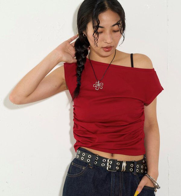  「【5色展開】マルチウェイギャザーオフショルノースリーブ」|キャミソール|