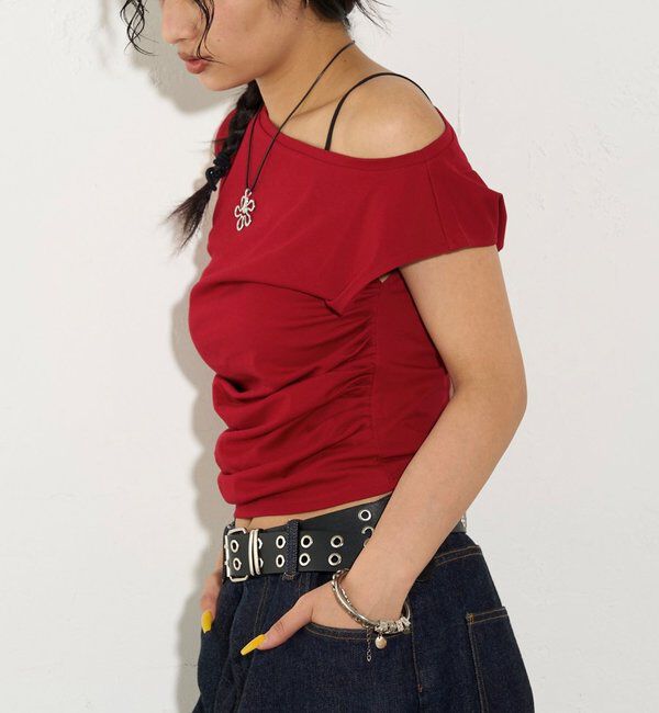  「【5色展開】マルチウェイギャザーオフショルノースリーブ」|キャミソール|