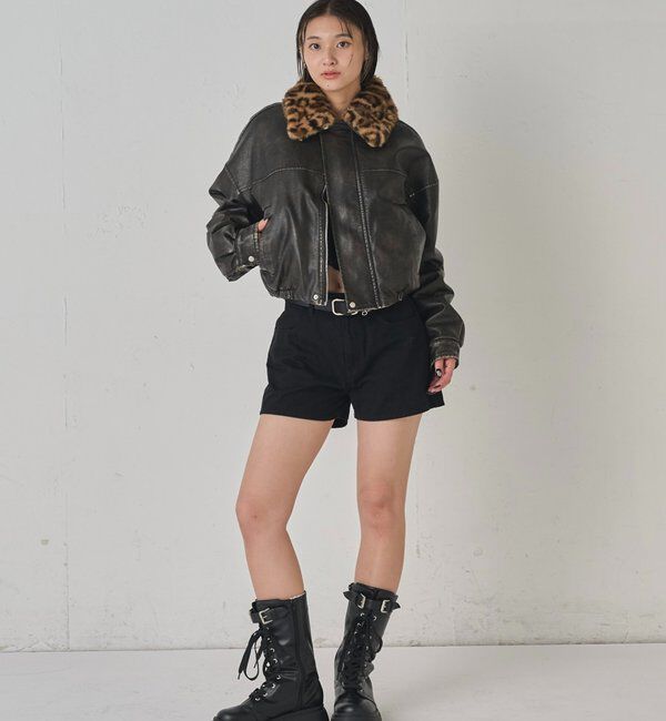  「3way ヴィンテージライクレザーボアブルゾン」|ブルゾン・スタジャン|