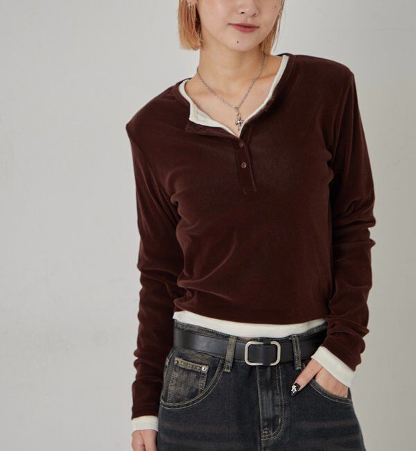  「フロッキーメッシュ ヘンリートップス」|Tシャツ・カットソー|