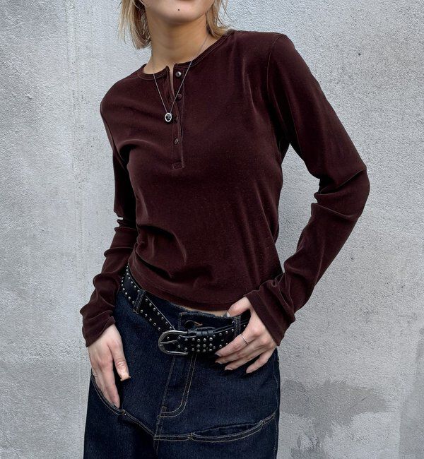  「フロッキーメッシュ ヘンリートップス」|Tシャツ・カットソー|