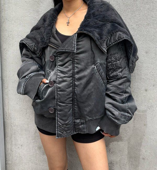  「【Sourcream】サワークリーム N2Bフライトジャケット」|ブルゾン・スタジャン|チャコールグレー