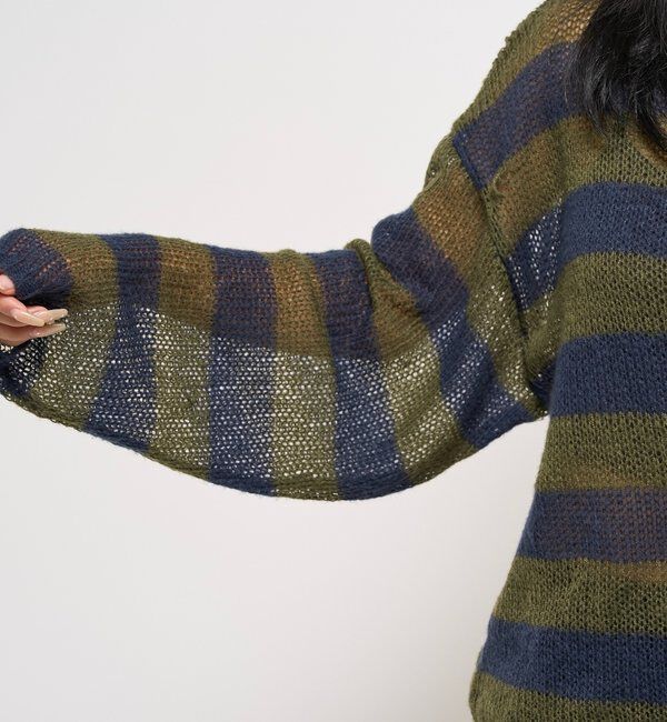  「ワイドボーダーメッシュニット」|ニット・セーター|