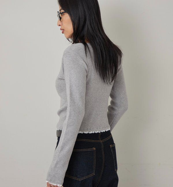  「レースレイヤードヘンリーニット」|ニット・セーター|
