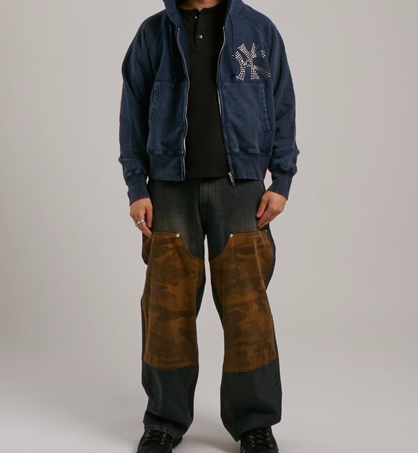  「【UNISEX】KOOKY'N KYケミカルラインストーンジップパーカー」|パーカー|