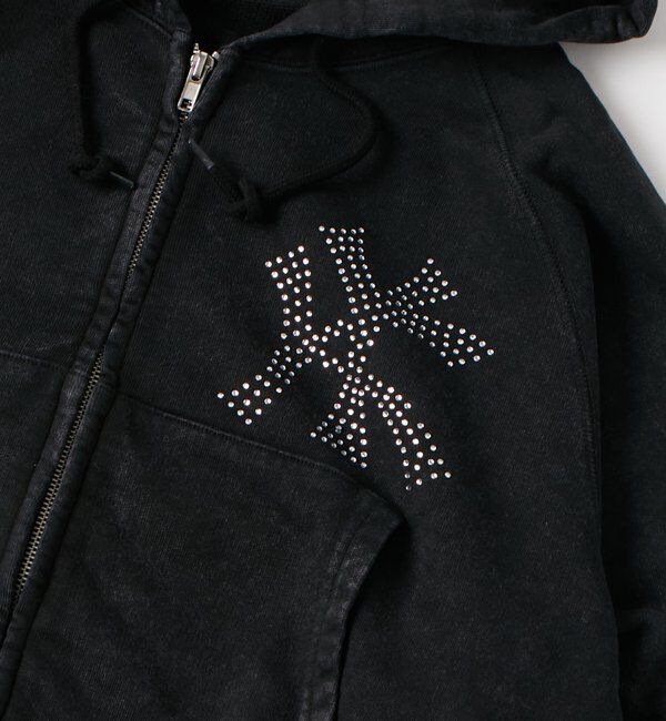  「【UNISEX】KOOKY'N KYケミカルラインストーンジップパーカー」|パーカー|