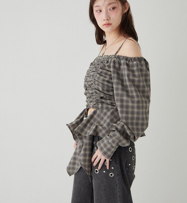  「イレヘムギャザーオフショルブラウス」|シャツ・ブラウス|