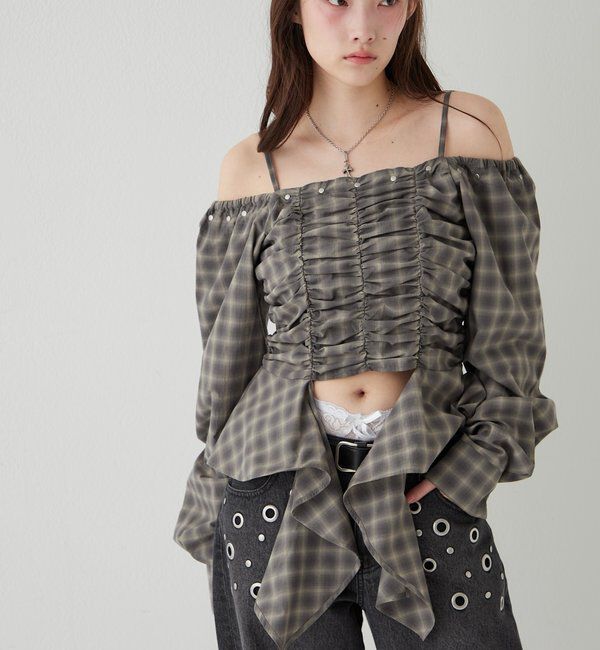  「イレヘムギャザーオフショルブラウス」|シャツ・ブラウス|