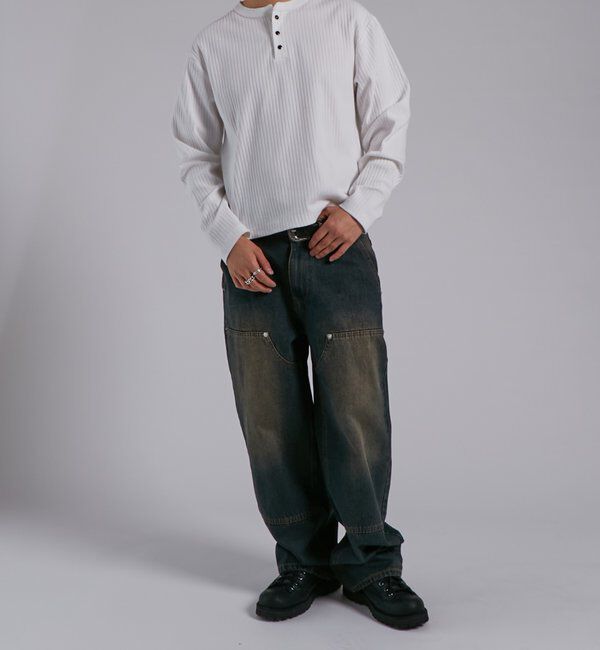  「【Sourcream】パール針抜きヘンリーL/S TEE」|Tシャツ・カットソー|