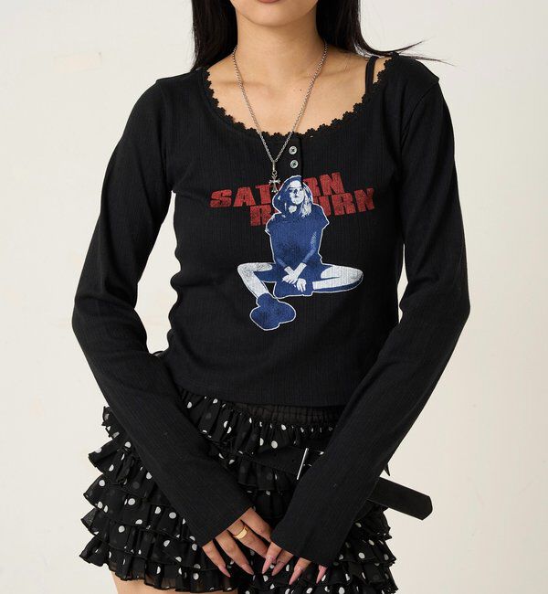  「シャーロットパターンメッシュトップス」|Tシャツ・カットソー|