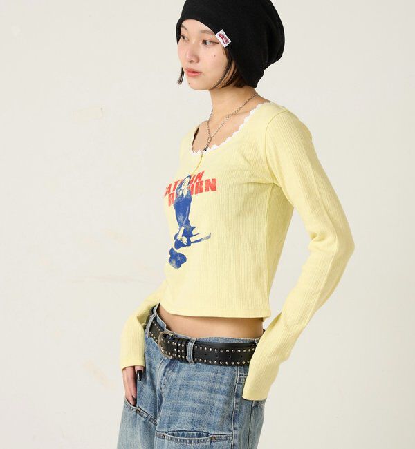  「シャーロットパターンメッシュトップス」|Tシャツ・カットソー|