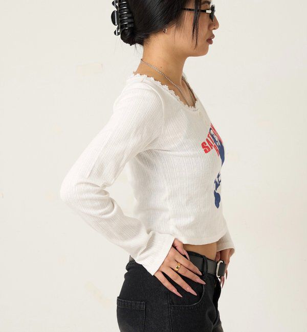  「シャーロットパターンメッシュトップス」|Tシャツ・カットソー|