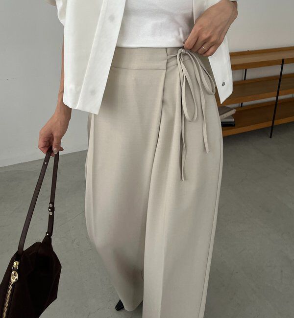  「【待望の追加決定！/新色ブラウン】ラップリボンパンツ」|チノ|