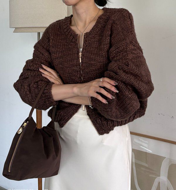  「【LE'MAGE&times;gemeilコラボ】スラブジップカーディガン」|カーディガン|