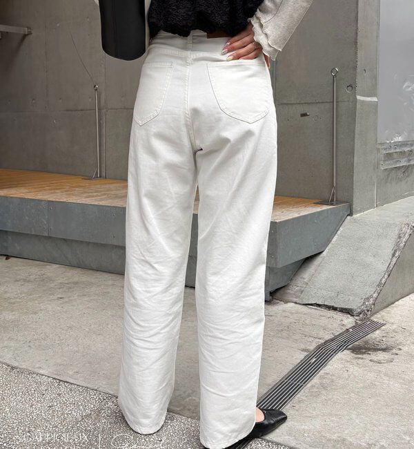  「【コラボ限定カラー/ホワイト・ベージュ】13ozハイウエストストレートデニム」|デニム|