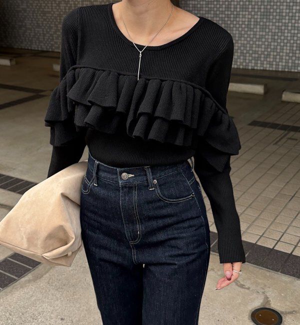  「【2WAYで着用可能】ベアフリルニット」|ニット・セーター|