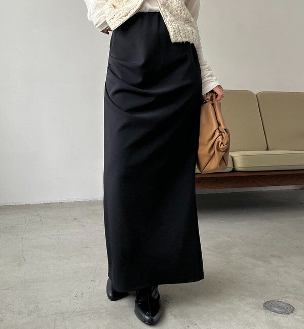  「カットドレープスカート」|スカート|ブラック