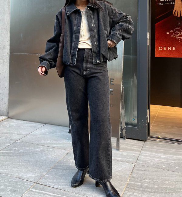  「【サイズ展開あり/セットアップ対応】ラウンドデニムブルゾン」|ブルゾン・スタジャン|