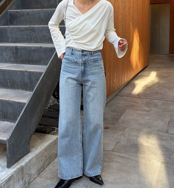  「ドレープアシメネックTシャツ」|Tシャツ・カットソー|