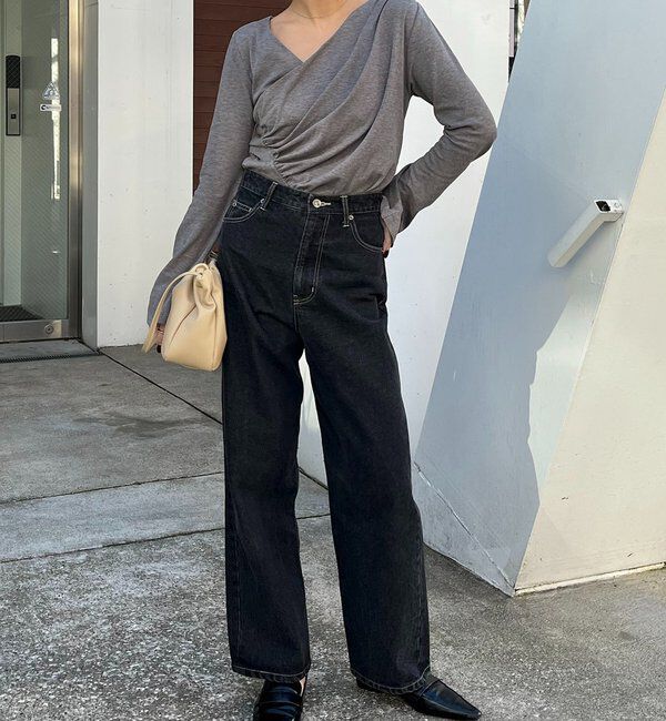  「ドレープアシメネックTシャツ」|Tシャツ・カットソー|