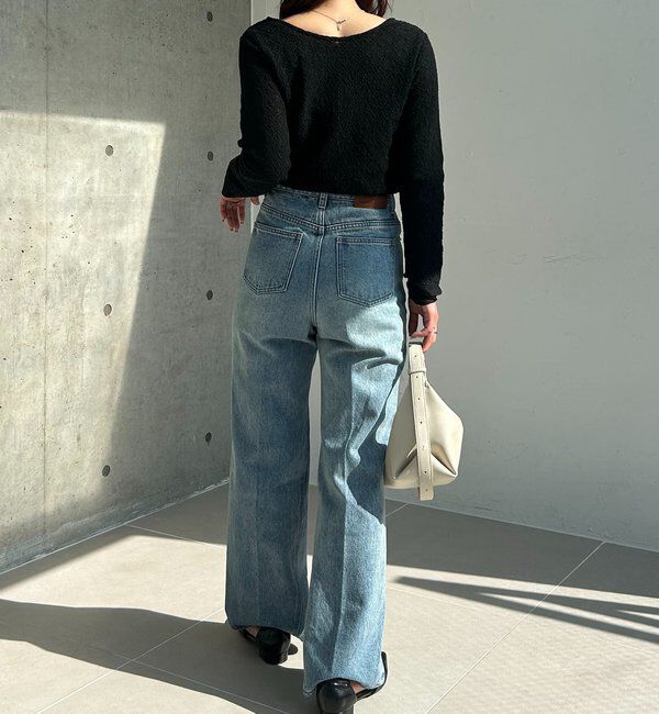  「【低身長サイズあり】セミフレアデニム」|デニム|