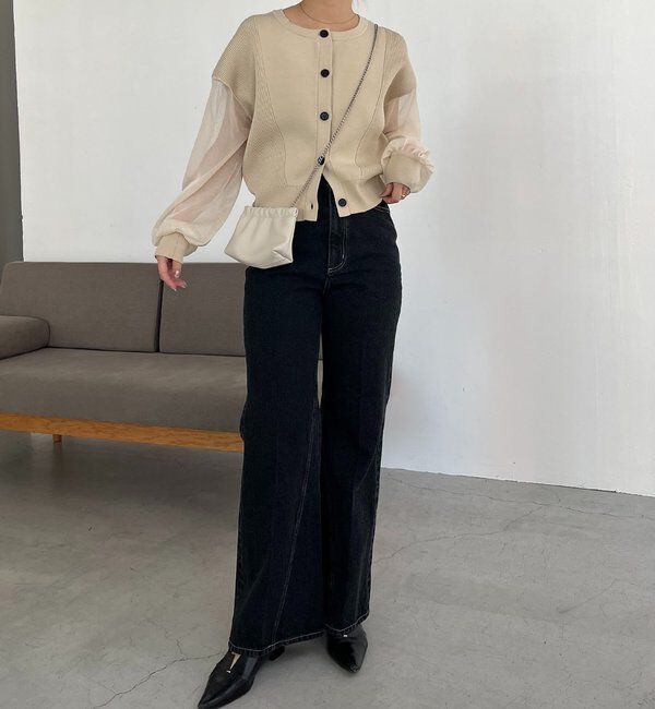  「【低身長サイズあり】セミフレアデニム」|デニム|