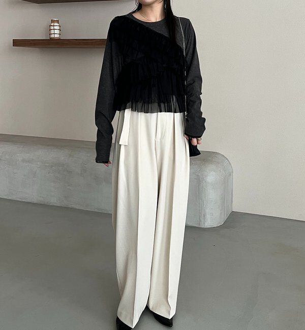  「【yuu企画】【サイズ展開あり】アシメウエストパンツ」|チノ|