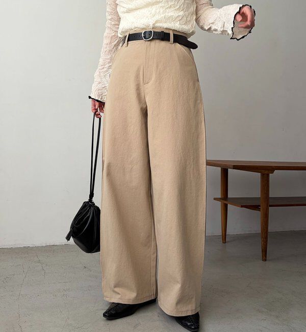  「【低身長サイズあり】サイドタックパンツ」|チノ|ベージュ