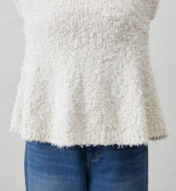  「ポンポンループ編みニット」|パーカー|